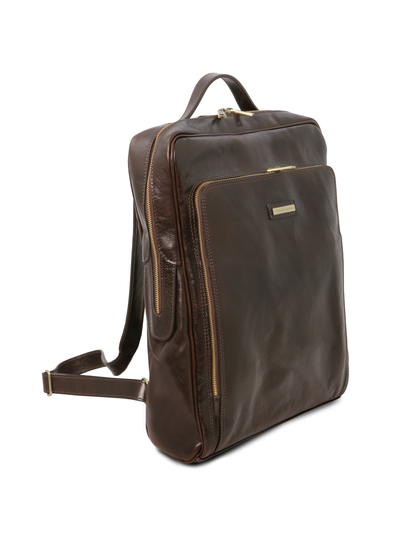 Rucsac mare laptop din piele naturala maro inchis, Tuscany Leather, Bangkok