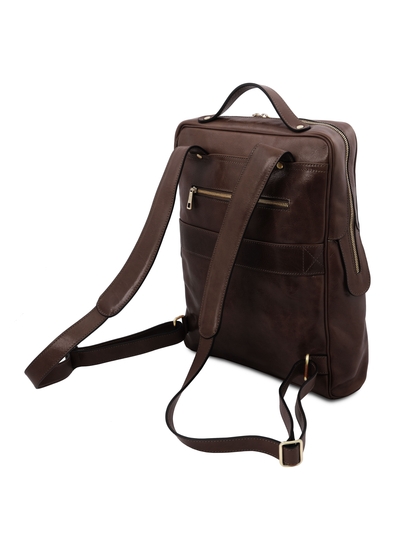 Rucsac laptop din piele naturala maro inchis, mare, Tuscany Leather, Bangkok