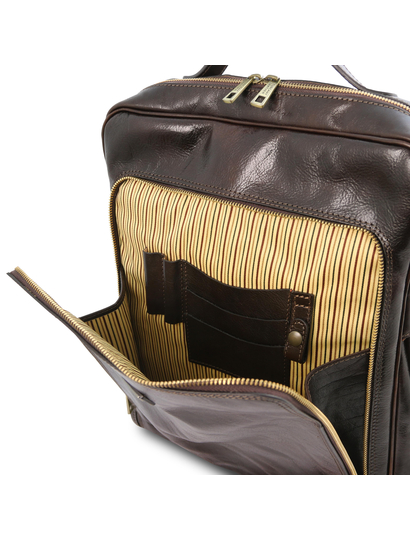 Rucsac pentru laptop piele naturala maro inchis, marime mare, Tuscany Leather, Bangkok