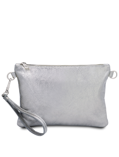 Plic dama din piele naturala argintie, Tuscany Leather, TL Bag Metallic