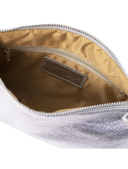 Plic dama piele naturala argintie, Tuscany Leather, TL Bag Metallic