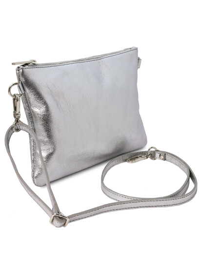 Plic de dama din piele naturala argintie, Tuscany Leather, TL Bag Metallic