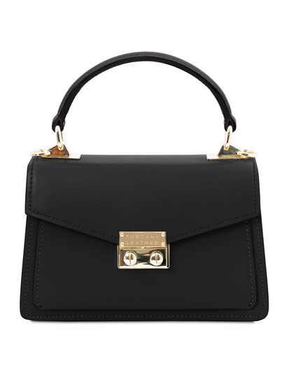 Geanta de dama, din piele naturala neagra, marime mica, Tuscany Leather, TL Bag