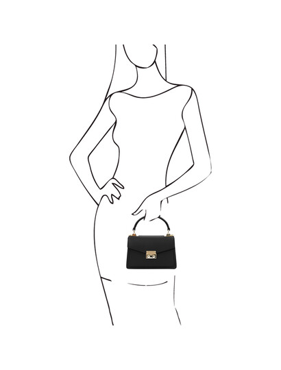 Geanta mana din piele naturala neagra, marime mica, Tuscany Leather, TL Bag