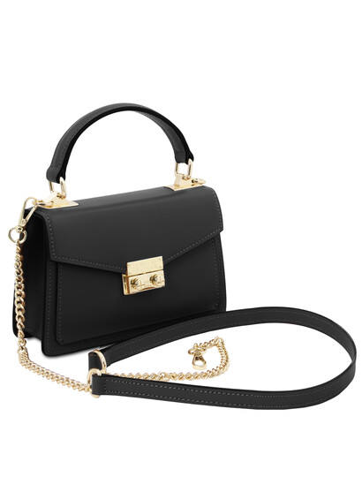 Geanta dama mana din piele naturala neagra, marime mica, Tuscany Leather, TL Bag