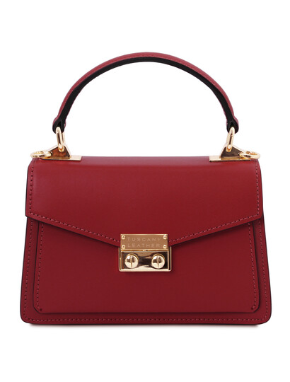 Geanta dama, din piele naturala rosie, marime mica, Tuscany Leather, TL Bag