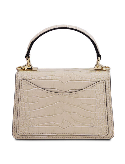 Geanta de mana, din piele naturala bej, marime mica, Tuscany Leather, TL Bag Croc