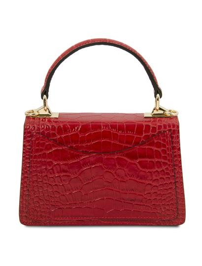 Geanta de dama,din piele naturala rosie, marime mica, Tuscany Leather, TL Bag Croc
