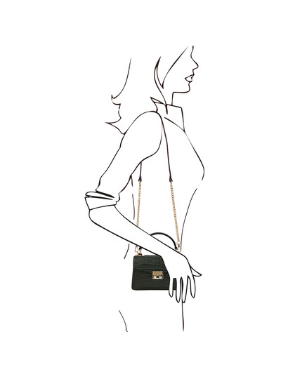 Geanta mana, piele naturala verde, marime mica, Tuscany Leather, TL Bag Croc