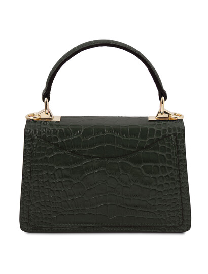 Geanta de dama, piele naturala verde, marime mica, Tuscany Leather, TL Bag Croc