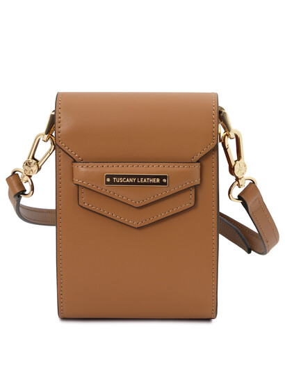 Geanta de dama, din piele naturala coniac, Tuscany Leather, TL Bag