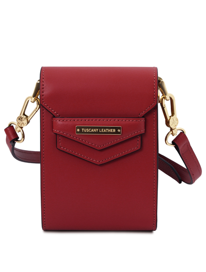Geanta dama, din piele naturala rosie, Tuscany Leather, TL Bag