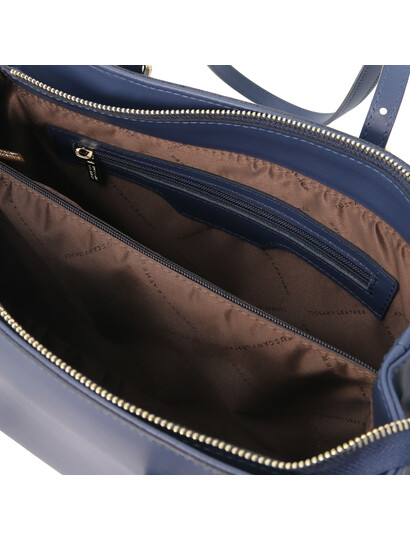 Geanta de dama de umar, piele naturala albastra, Tuscany Leather, TL Bag