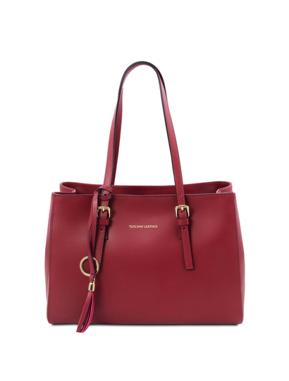 Geanta dama din piele naturala rosie, Tuscany Leather, TL Bag