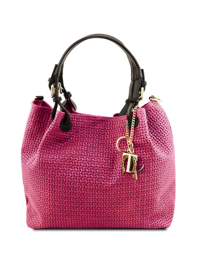 Geanta dama din piele printata fucsia Tuscany Leather, Keyluck