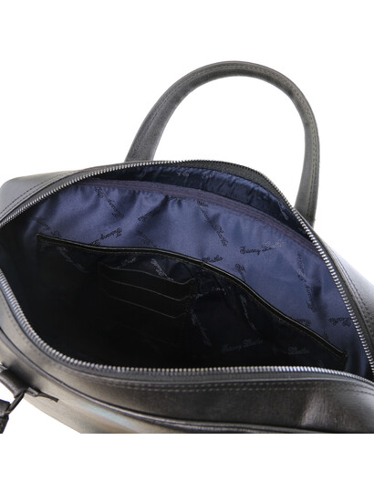 Geanta laptop dama din piele naturala Tuscany Leather, Urbino, neagra