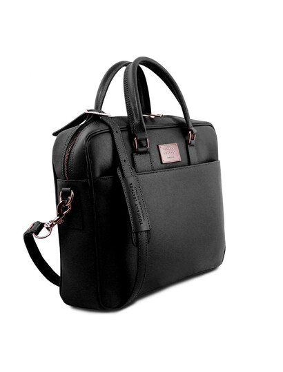 Geanta laptop dama din piele naturala Tuscany Leather, Urbino, neagra
