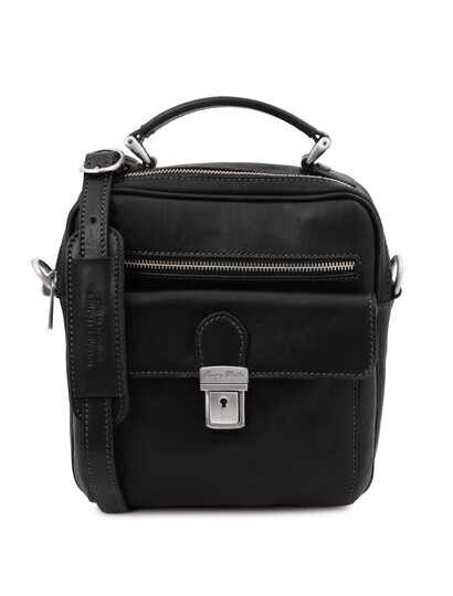 Geanta barbati, din piele naturala neagra, Tuscany Leather, Brian
