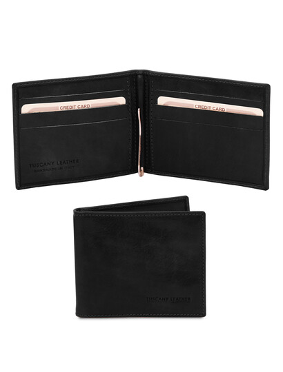 Portcard din piele naturala negru Tuscany Leather