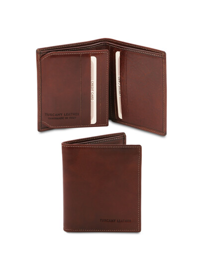Portofel barbati din piele naturala cu 3 pliuri, Tuscany Leather, maro