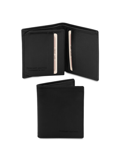 Portofel barbati din piele naturala cu 3 pliuri, Tuscany Leather, negru