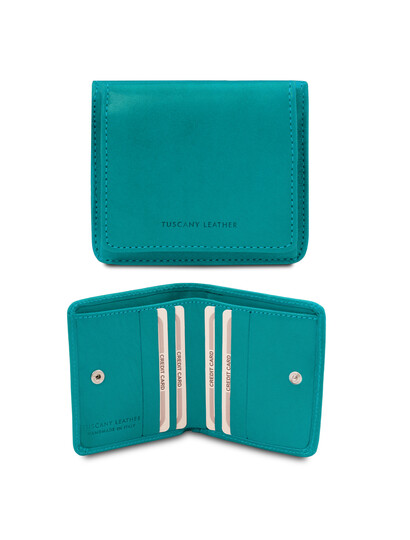 Portofel dama din piele naturala turcoaz Tuscany Leather