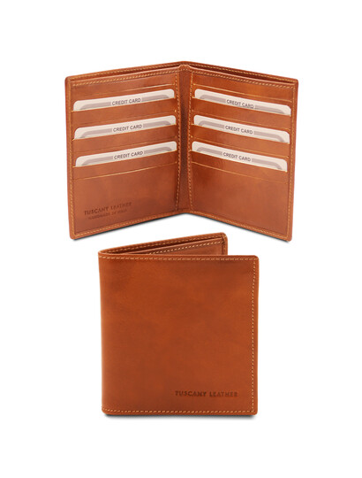 Portofel barbatesc din piele naturala cu doua pliuri honey, Tuscany Leather