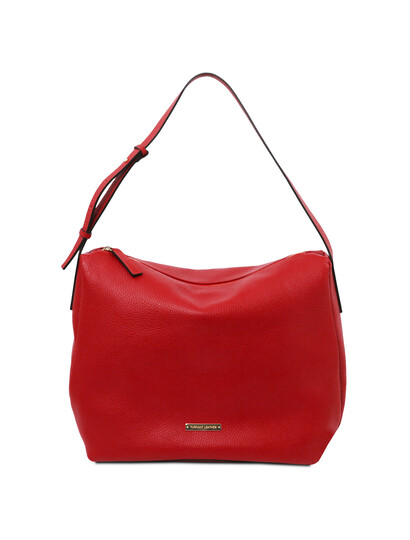 Geanta dama din piele naturala rosu aprins, Tuscany Leather, TL Bag Soft
