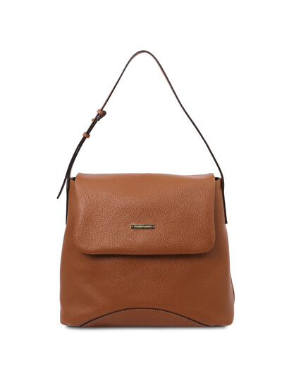 Geanta dama din piele naturala Tuscany Leather, coniac, TL Bag