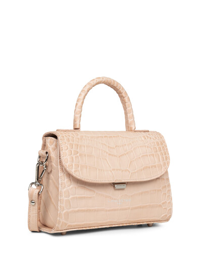 Geanta dama din piele naturala roz pudrat Lancaster Exotic Croco 426-84 -2