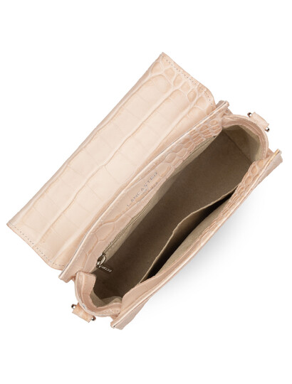 Geanta dama din piele naturala roz pudrat Lancaster Exotic Croco 426-84 -4
