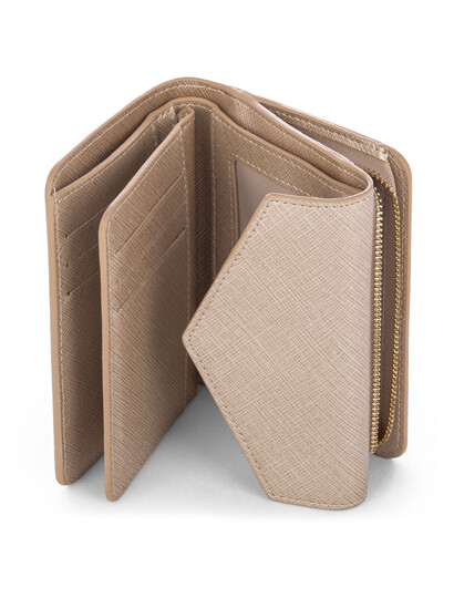 Portofel piele naturala sampanie Lancaster Saffiano Signature 127-02-3