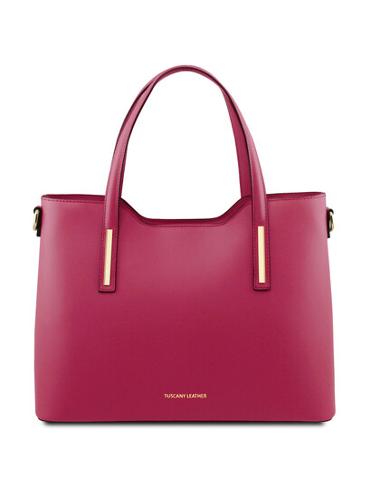 Geanta dama din piele naturala fucsia Tuscany Leather, Olimpia