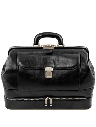 Geanta doctor din piele naturala neagra, Tuscany Leather, Giotto