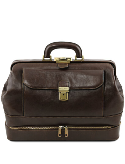 Geanta doctor din piele naturala maro inchis, Tuscany Leather, Giotto