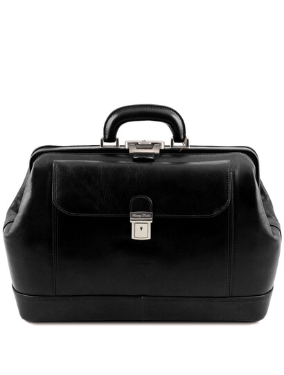 Geanta doctor din piele naturala neagra, Tuscany Leather, Leonardo