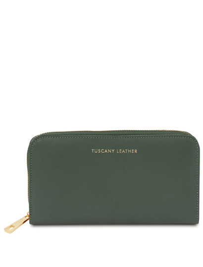 Portofel dama din piele naturala verde, Tuscany Leather, Venere