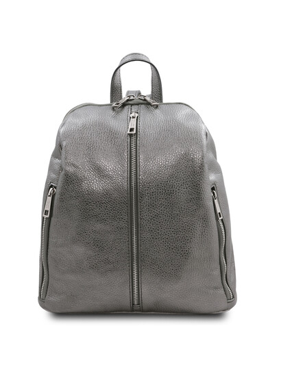 Rucsac dama din piele naturala gri metalizat, Tuscany Leather, TL Bag