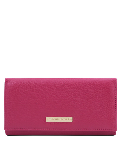 Portofel dama din piele naturala fucsia, Tuscany Leather, Nefti