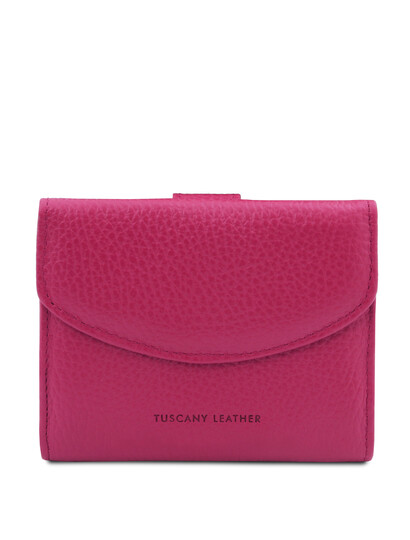 Portofel dama din piele naturala fucsia, Tuscany Leather, Calliope