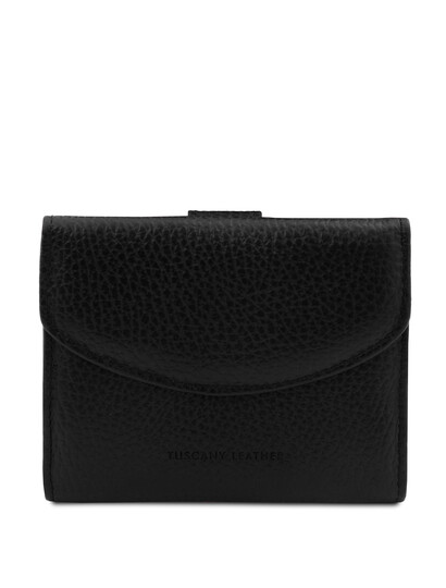 Portofel dama din piele naturala neagra, Tuscany Leather, Calliope
