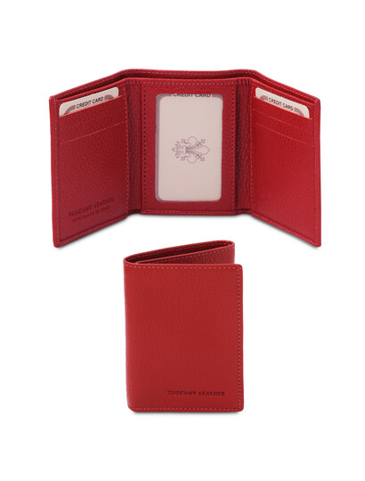 Portofel din piele naturala rosie Tuscany Leather