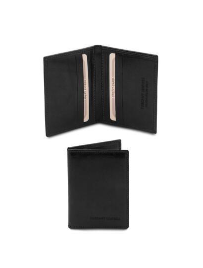 Portcard din piele naturala neagra, Tuscany Leather, Exclusive