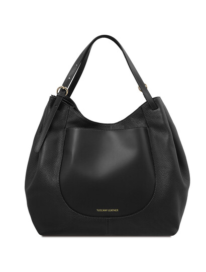 Geanta dama din piele naturala neagra Tuscany Leather, Cinzia