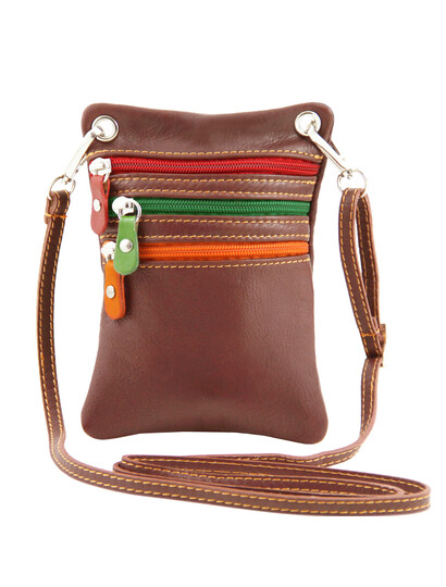 Geanta mica din piele naturala Tuscany Leather, maro, MinicrosS