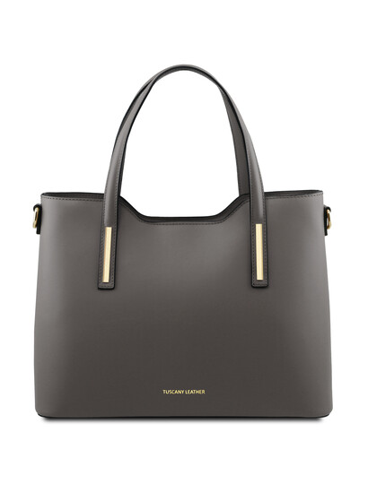 Geanta dama din piele naturala gri Tuscany Leather, Olimpia