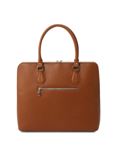 Geanta business de firma dama din piele naturala coniac, Tuscany Leather, Magnolia