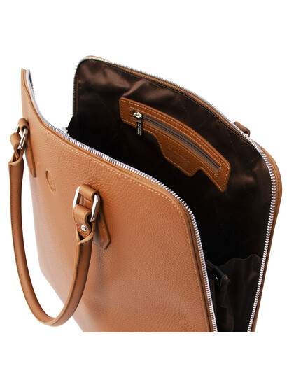 Geanta business lux dama din piele naturala coniac, Tuscany Leather, Magnolia