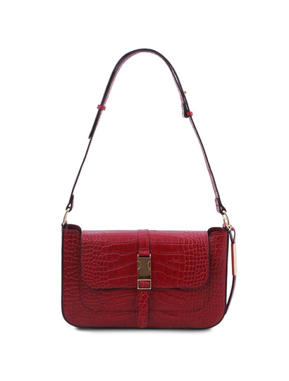 Geanta dama piele rosie croc print, Tuscany Leather, Noemi