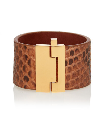 Bratara cuff din piele naturala de piton MarroneS